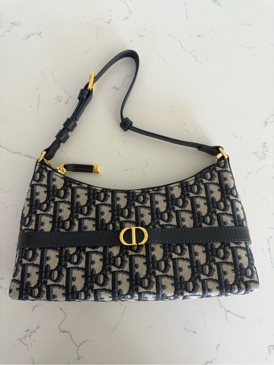 Dior Handbags - Dior Navy and Cream Oblique Canvas Shoulder Bag with Gold CD Hardware